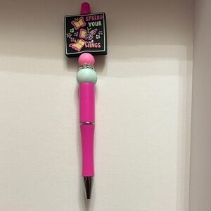 Pink and Mint Pen with Inspirational Topper